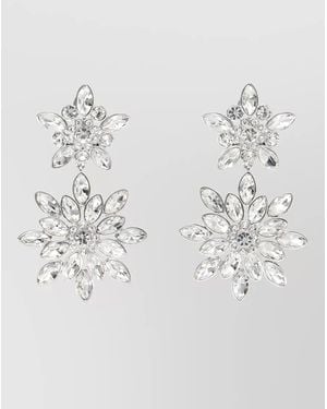 Self-Portrait Crystal Floral Drop Earrings Pendant Design - Multicolor