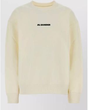 Jil Sander Cotton Sweatshirt Cuff Detail And Finished Hem - Natural