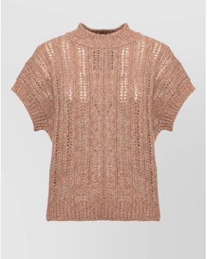Peserico Alpaca-Blend Perforated Sequined Sleeveless Sweater - Natural