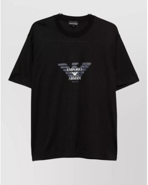 Emporio Armani Logo Front Crew Neck Regular T Shirt - Black