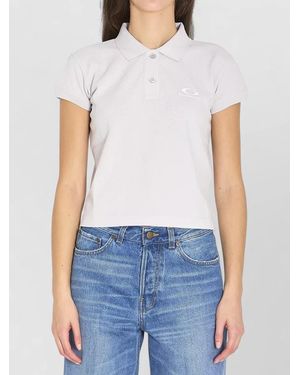 Balenciaga Cropped Cotton Piqué Polo Shirt - Blue