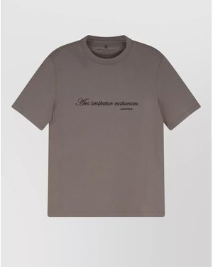 Brunello Cucinelli Cotton T Shirt Front Embroidered Detail - Grey