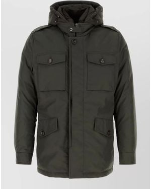 Moorer Polyester Down Jacket Hood Long Sleeves - Black