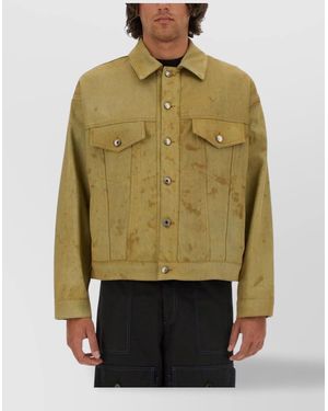 MSGM Denim Regular-Fit Jacket - Green