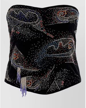 Isabel Marant Velvet Embellished Bodice Top - Black