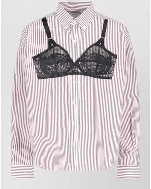VAQUERA Sweatshirt Lace Detail Long Sleeves Stripes - Pink