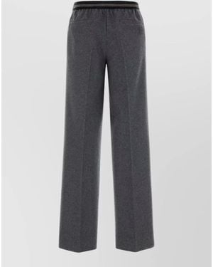 Miu Miu Wool Blend Trousers Wide Leg Pockets - Grey