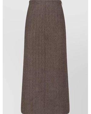 Maison Margiela Wool Midi Pencil Skirt - Brown