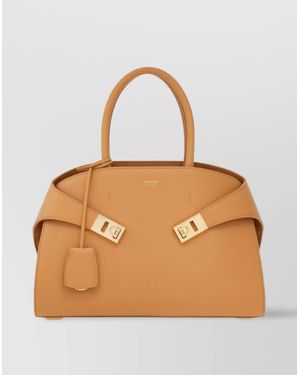 Ferragamo Small Leather Tote Bag - Natural