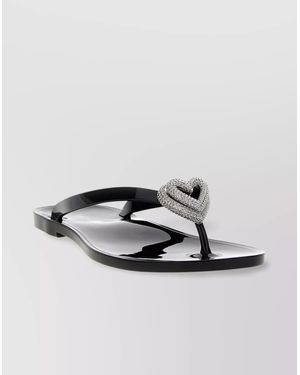 Mach & Mach Heart Embellished Flat Sole Sandals - Metallic