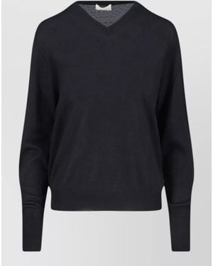 Ma'ry'ya Knitwear V Neck Long Sleeve Sweater - Blue
