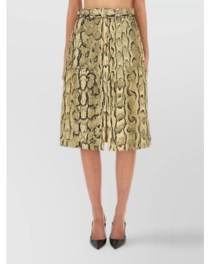 Dries Van Noten Animal-Print Midi Pencil Skirt - Yellow
