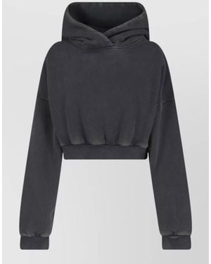 Entire studios Cropped Hooded Sweatshirt Elastic Hem Ribbed Cuffs - Black