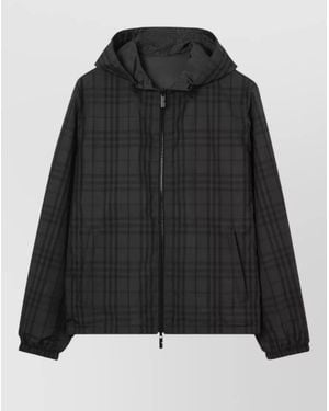 Burberry Hooded Check Casual Jacket For - Black