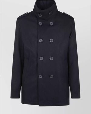 Herno Military Inspired Short Peacoat - Blue