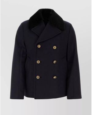 Prada Tailored Wool Blend Coat - Blue