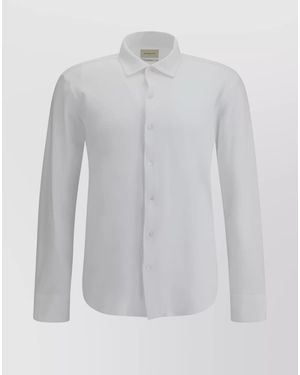 Brooksfield Custom Fit Cuban Collar Polo Shirt - White