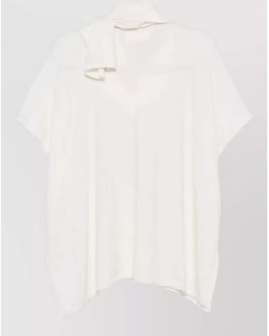 Lisa Yang Cashmere V-Neck Short-Sleeve Sweater - White