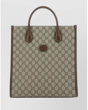 Gucci Supreme Fabric And Leather Shoulder Bag - Gray