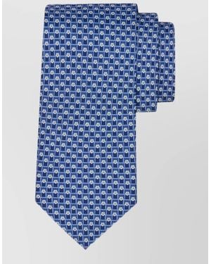Ferragamo Torneo Silk Tie Soccer Goal Motif - Blue