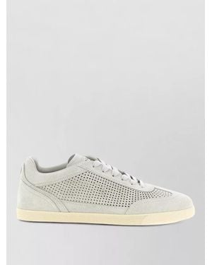 Kiton Suede Trainers Perforated Design Rubber Sole - Multicolour