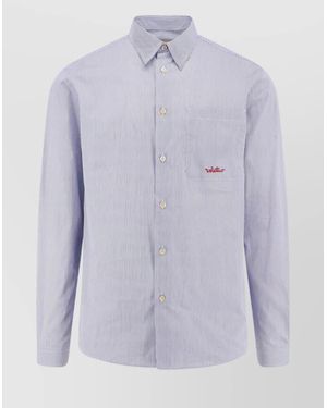 Valentino Striped Cotton Long-Sleeve Shirt - Purple