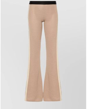 Palm Angels Cotton Crochet-Knit Flared Trousers - Natural