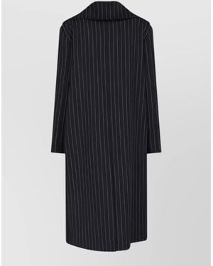 Dondup Pinstripe Coat Button Detail Notched Collar - Blue