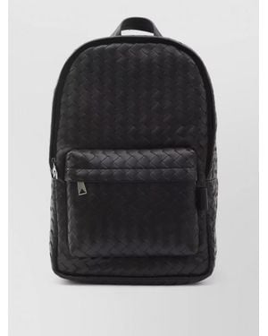 Bottega Veneta Leather Intrecciato Backpack - Black