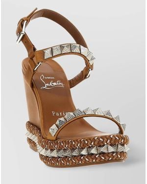 Christian Louboutin Studded Braided Wedge Sandals Embellishments - Metallic