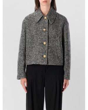 Valentino Garavani Tailored Peacoat Cropped Houndstooth Long Sleeves - Gray