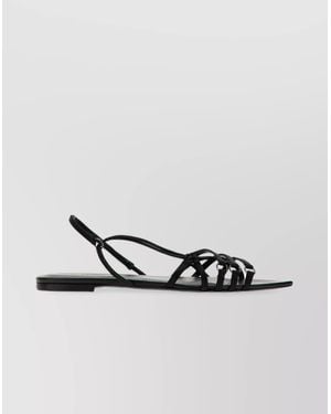 Nensi Dojaka Satin Pointed Toe Leather Sandals - Metallic