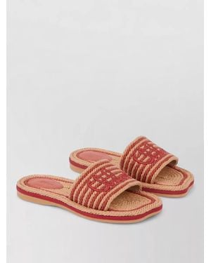 Chloé Braided Rope Mules Flat Sole Open Toe - Pink