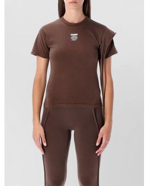 OTTOLINGER Crew Neck Slim Fit Short Sleeve Top - Brown