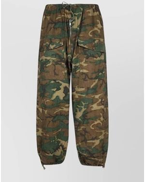 Givenchy Camouflage Cotton Drawstring Trousers - Green
