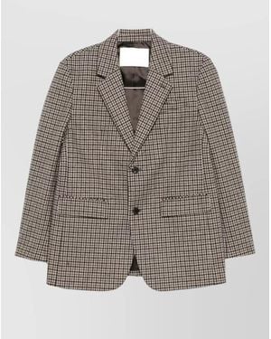 DUNST Houndstooth Single-Breasted Blazer Jacket - Gray
