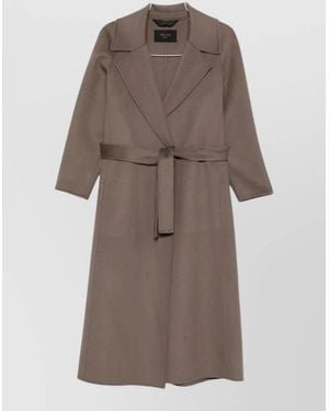 Paltò Paola Wool Coat Belted Waist Design - Brown