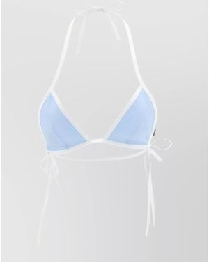 Miu Miu Poplin Triangle Bikini Top Contrast Piping - White