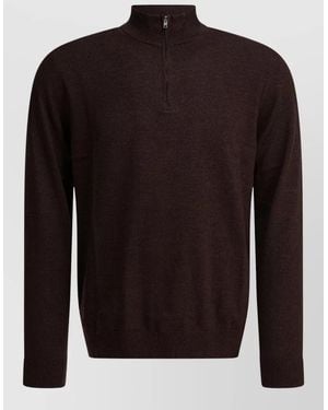NN07 Gustav Half Zip Jumper Ribbed Cuffs Hem - Black