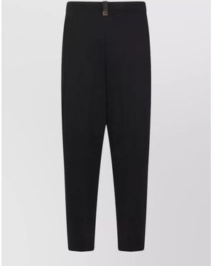 Fabiana Filippi Trousers Belt Loop Elastic Waistband Pleated Front - Black