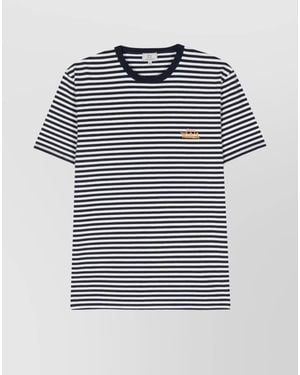 Woolrich Striped Cotton Crewneck T-Shirt - Blue