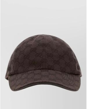 Gucci Signature Gg Baseball Cap Curved Brim - Brown