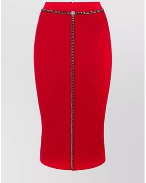 Elisabetta Franchi Chain Chevron High Waist Knee-Length Skirts - Red