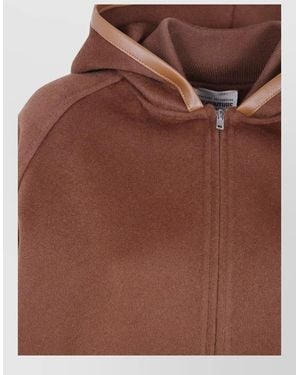 Semicouture Wool Hooded Bomber Jacket - Brown