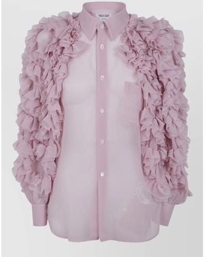 Comme des Garçons Sheer Ruffle Jacket Long Sleeves Pocket - Purple
