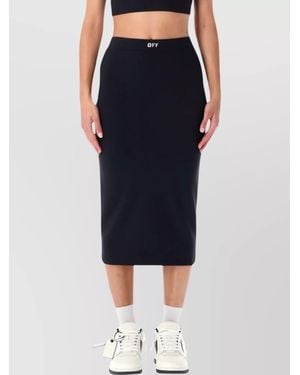 Off-White c/o Virgil Abloh Logo-Trim Midi Pencil Skirt - Blue