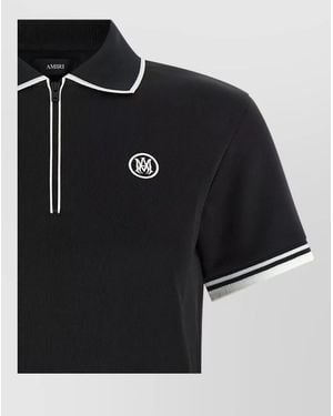 Amiri Short-Sleeve Zip Polo Top - Black