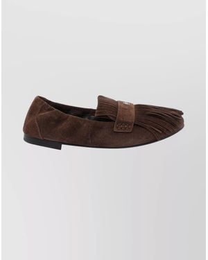 Tory Burch Ballet Fringe Suede Loafers With Rubber Sole - Multicolor