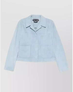 Tom Ford Lamb Leather Cropped Jacket - Blue