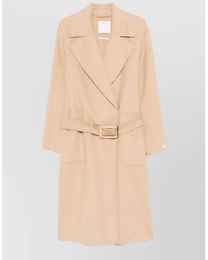 Sportmax Virgin Wool Belted Single-Breasted Coat - Natural